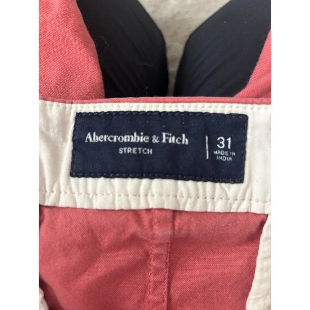 Abercrombie and Fitch Mens Sz 31x8.5 Stretch Flat Front‎ Red Chino Casual